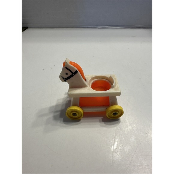Fisher-Price Other - Rocking Horse Wheels Toy Fisher Price Little People Orange White Nursery Vintage